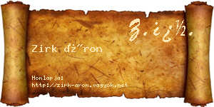 Zirk Áron névjegykártya